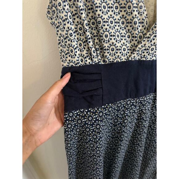 Patagonia Dress Women's XS Margo Organic Cotton Blue Cream V Neck Knee Length - Picture 5 of 6